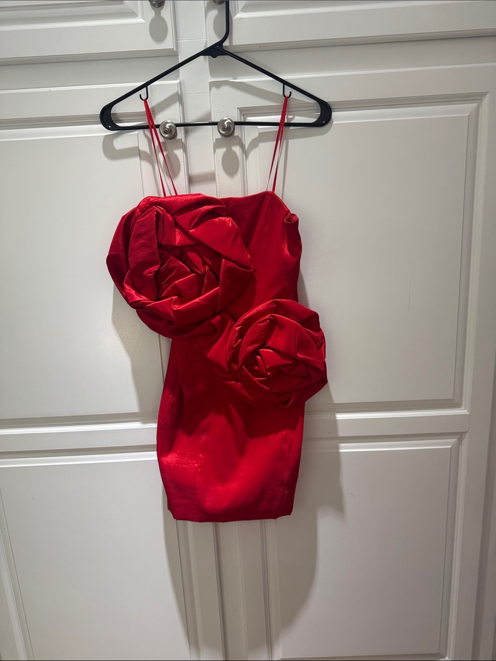 Lovely Day Red Rose Applique Mini Dress with Spaghetti Straps